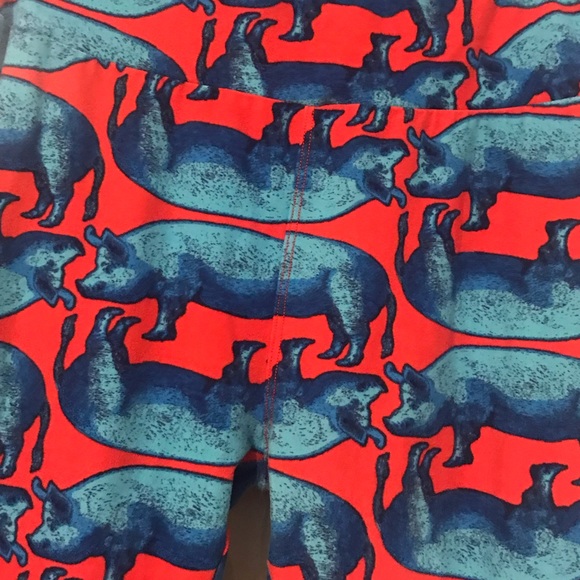 Lularoe red and blue pig hog leggings. Unicorn. - Picture 2 of 3